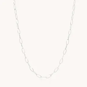 Lyra Oval Chain Necklace, Silver
