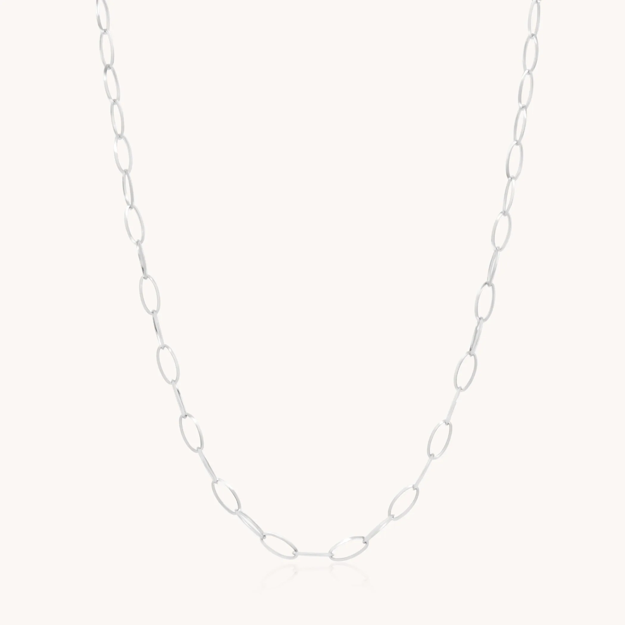 Lyra Oval Chain Necklace, Silver