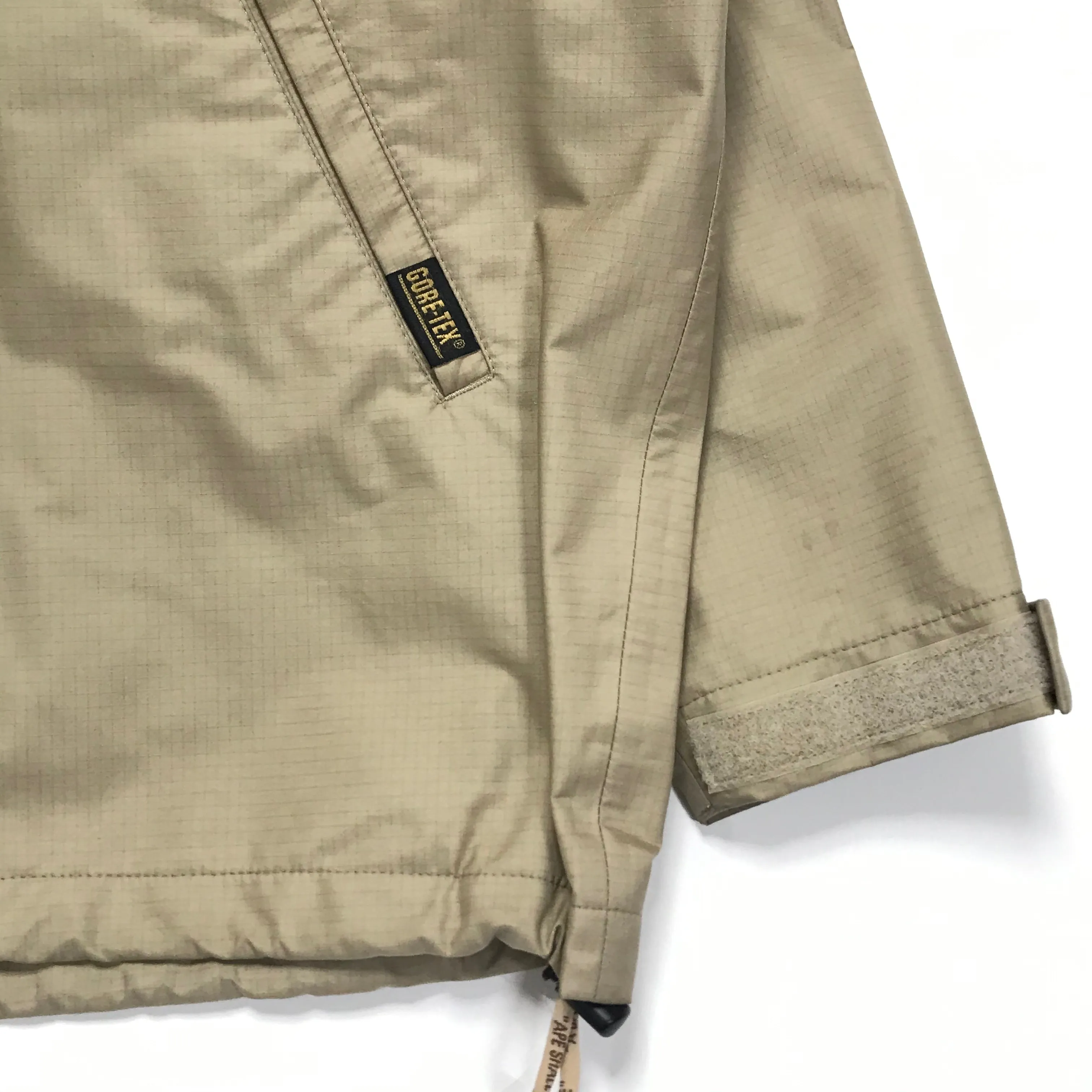 [M] A Bathing Ape Bape Vintage Gore Tex Ripstop Nylon Rain Jacket Beige