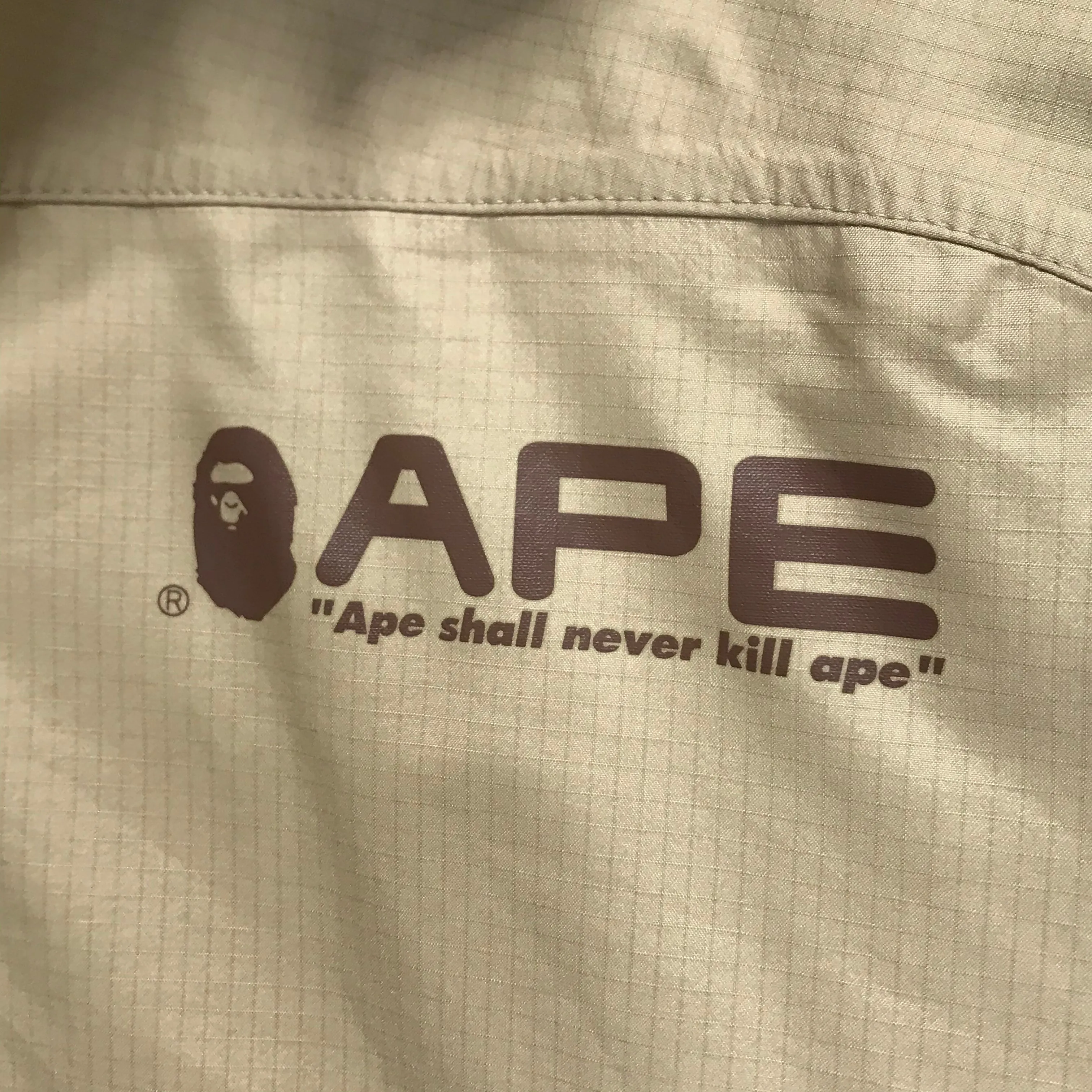 [M] A Bathing Ape Bape Vintage Gore Tex Ripstop Nylon Rain Jacket Beige