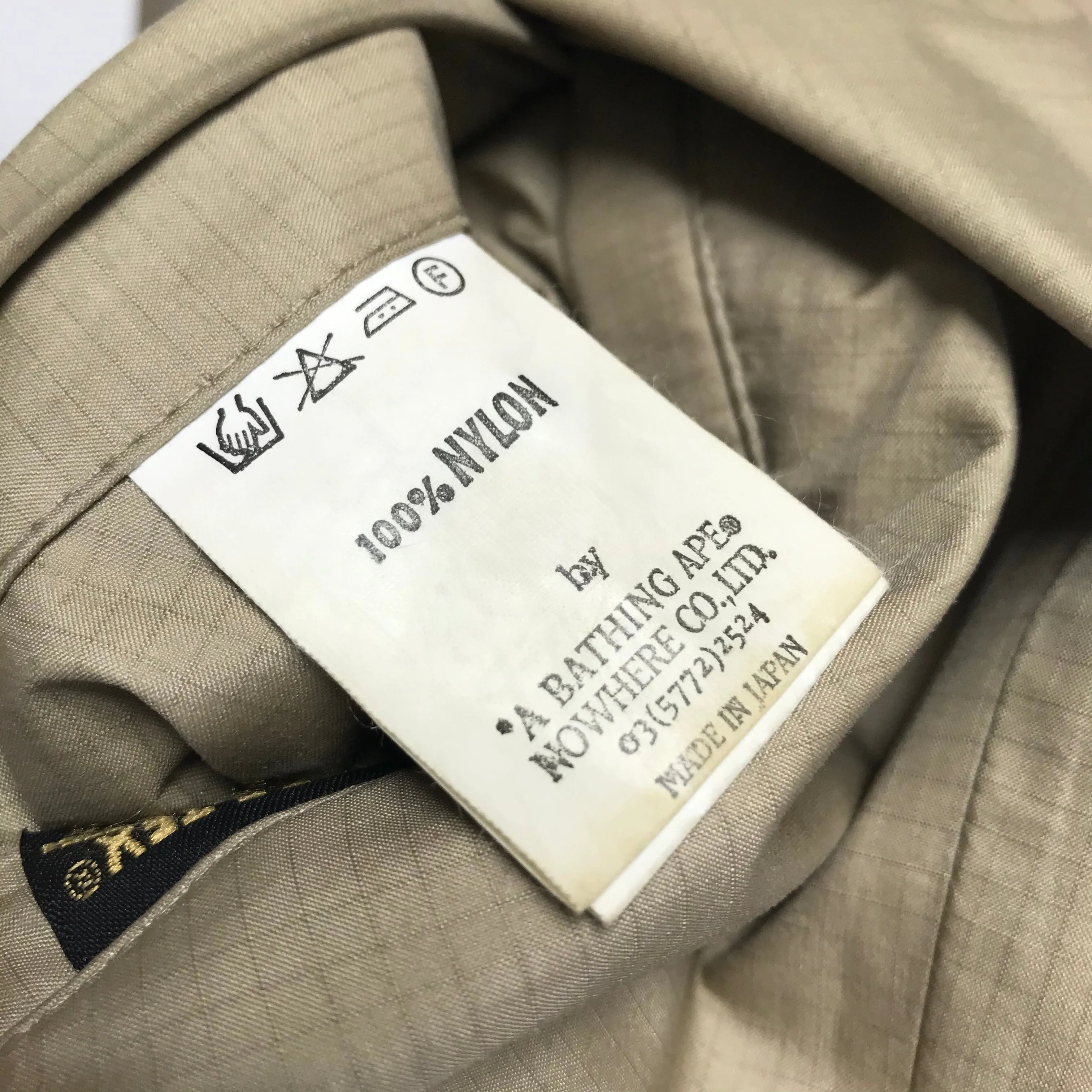 [M] A Bathing Ape Bape Vintage Gore Tex Ripstop Nylon Rain Jacket Beige