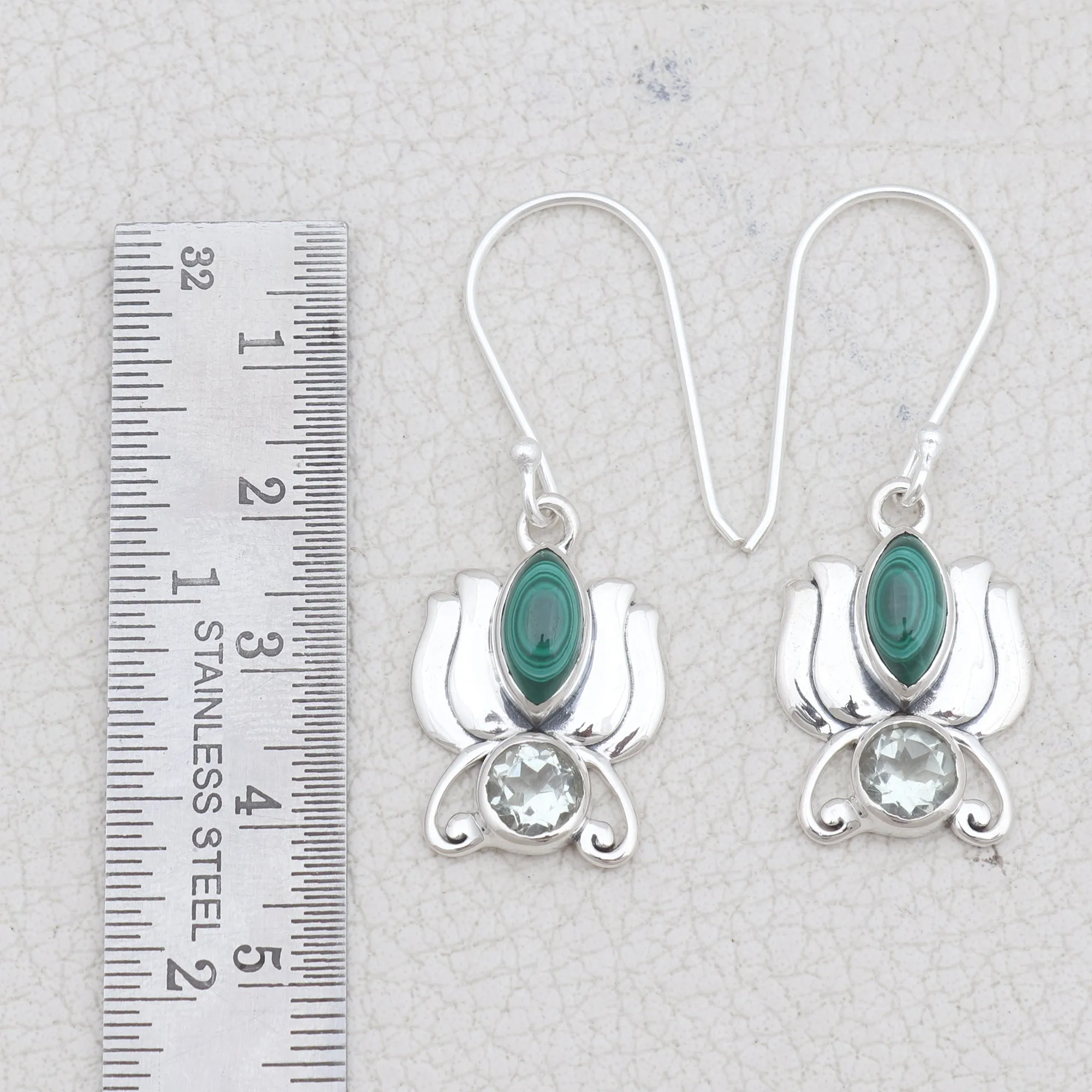 Malachite Silver Jewelry Set