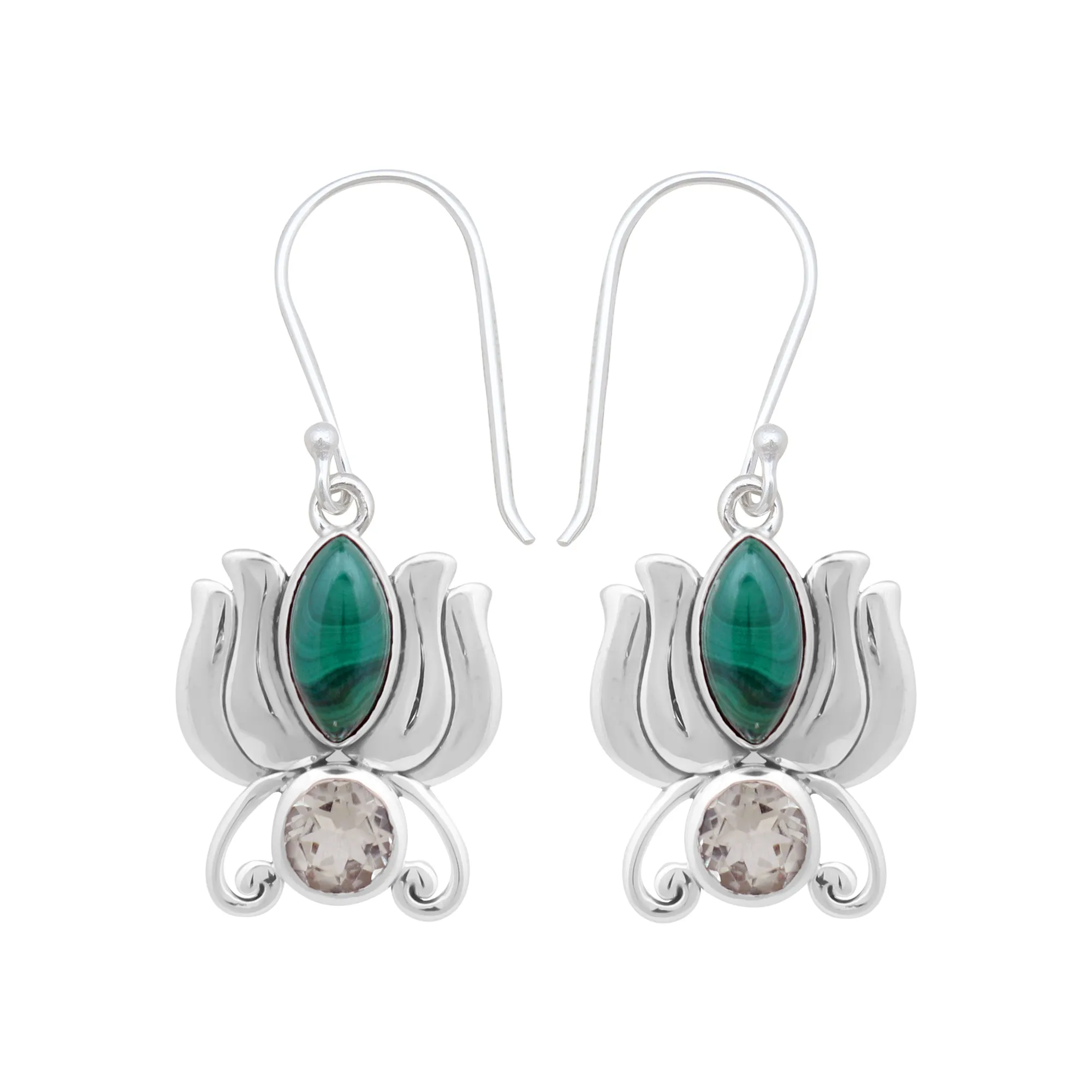 Malachite Silver Jewelry Set