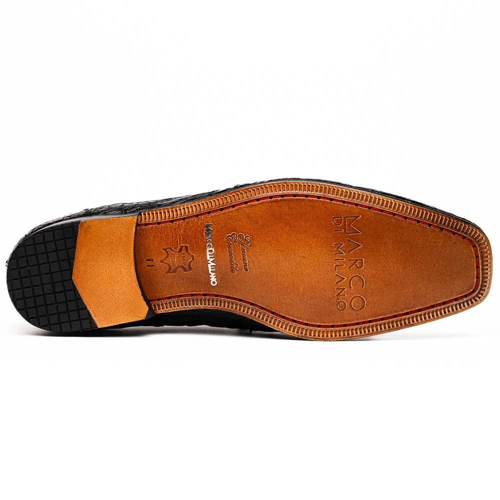 Marco Di Milano Leonardo in Black Caiman Crocodile Derby Shoes