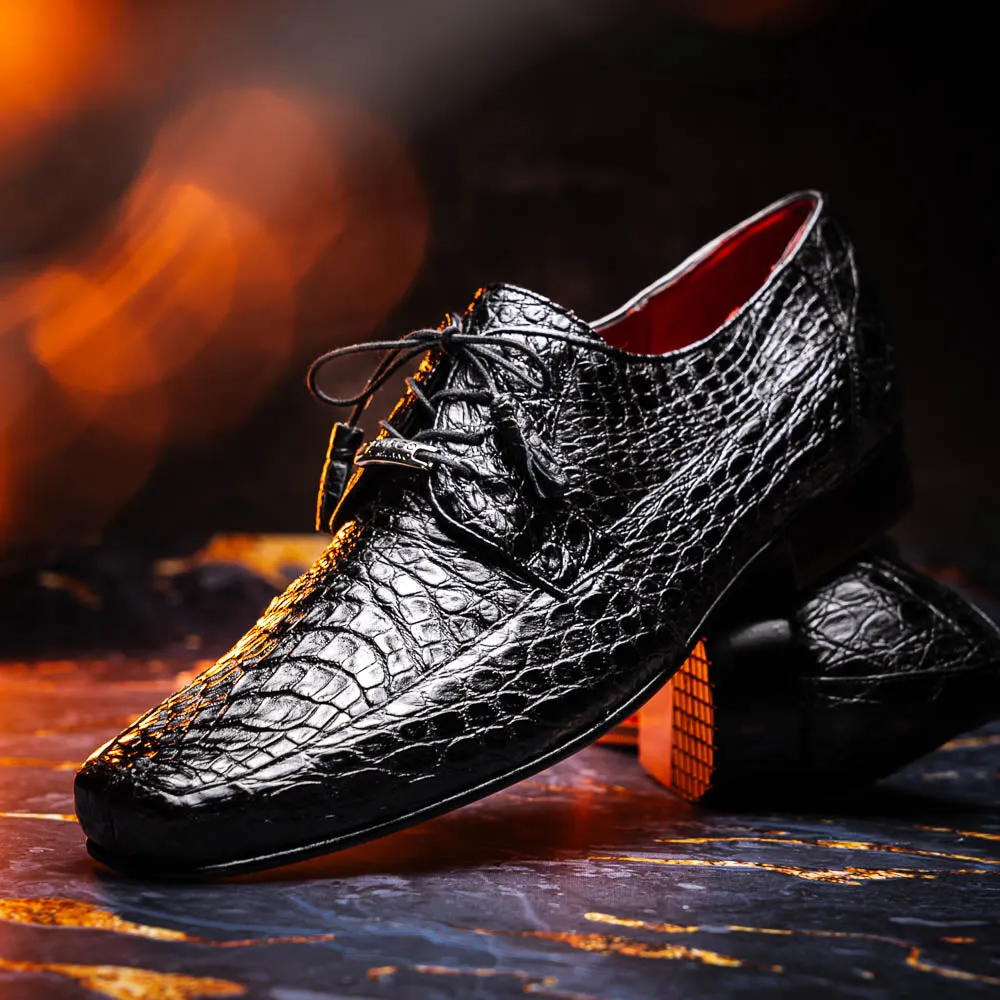 Marco Di Milano Leonardo in Black Caiman Crocodile Derby Shoes