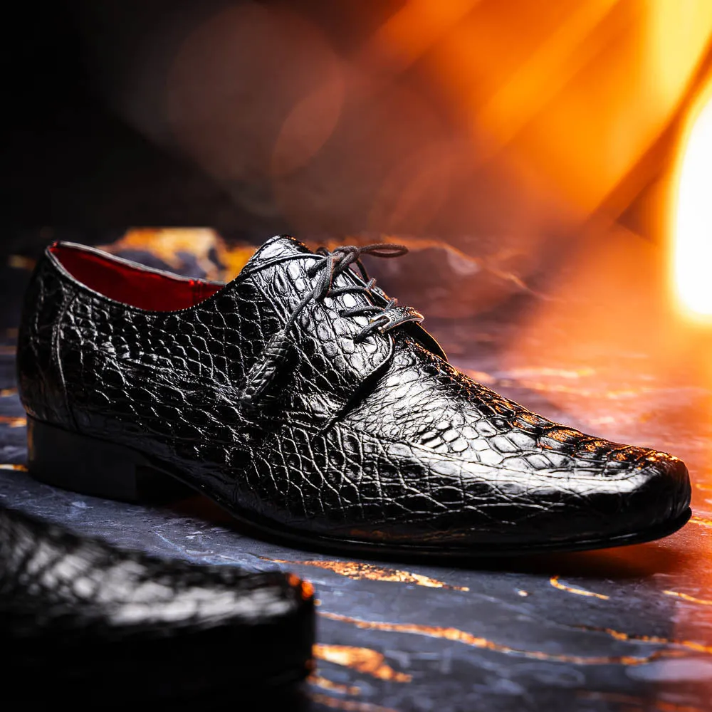 Marco Di Milano Leonardo in Black Caiman Crocodile Derby Shoes