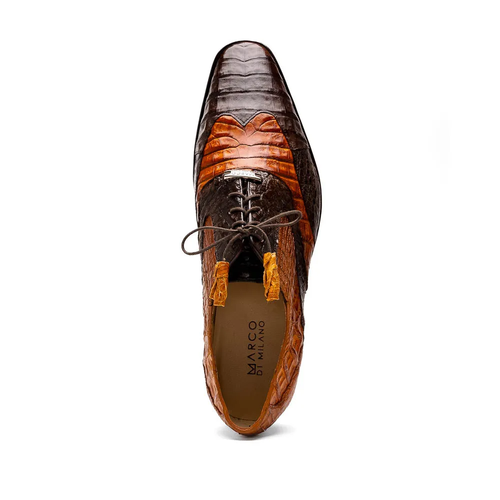 Marco Di Milano Luciano Crocodile Classic Wingtip Dress Shoes Oxfords