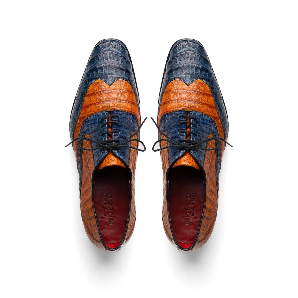 Marco Di Milano Luciano Crocodile Classic Wingtip Dress Shoes Oxfords