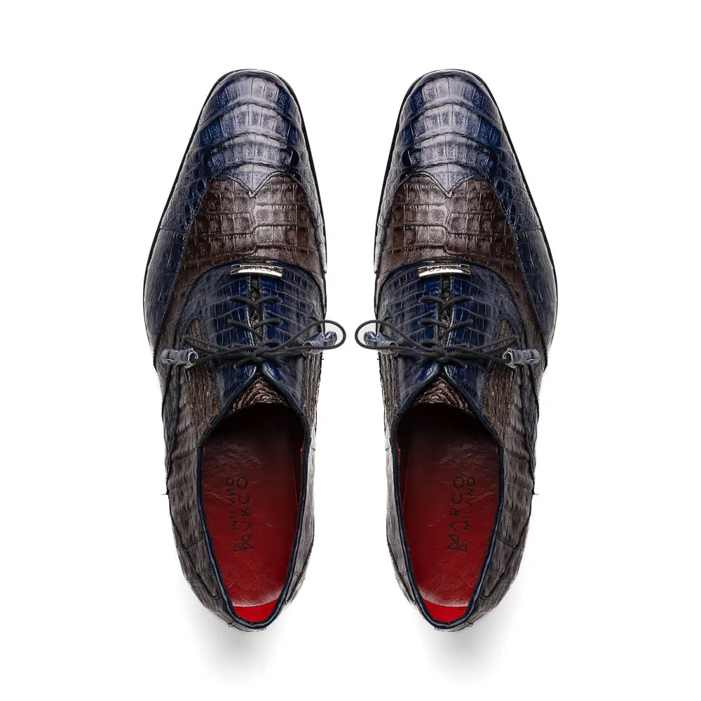 Marco Di Milano Luciano Crocodile Classic Wingtip Dress Shoes Oxfords