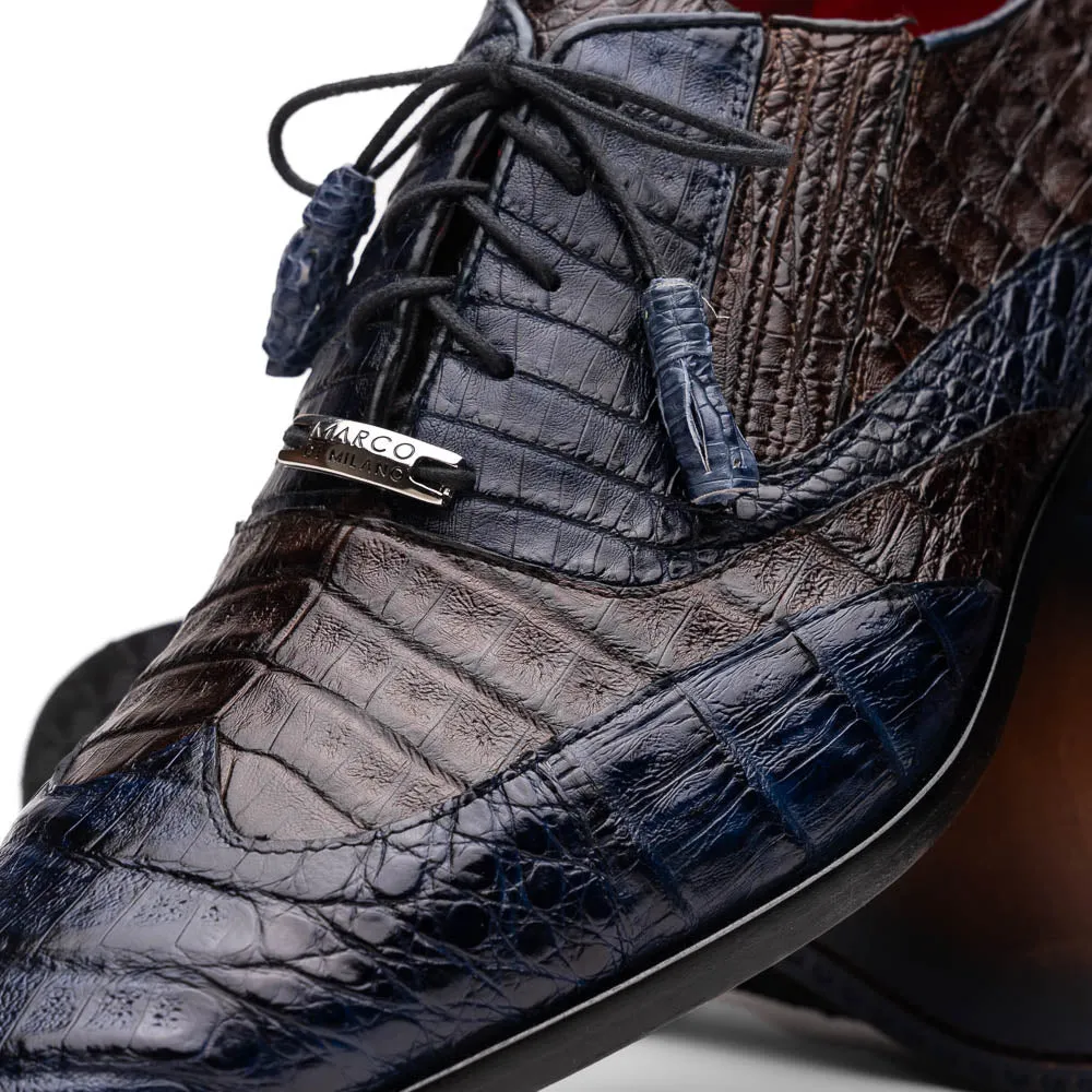 Marco Di Milano Luciano Crocodile Classic Wingtip Dress Shoes Oxfords