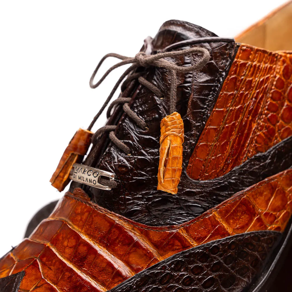 Marco Di Milano Luciano Crocodile Classic Wingtip Dress Shoes Oxfords