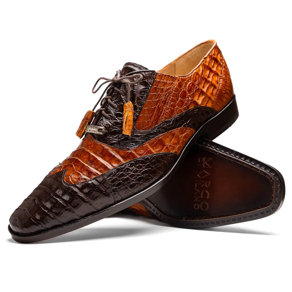 Marco Di Milano Luciano Crocodile Classic Wingtip Dress Shoes Oxfords