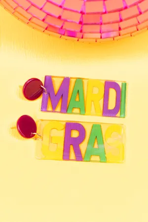 Mardi Gras Acrylic Bar Earrings