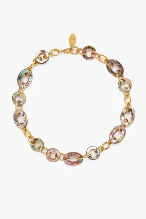 MARINER CHAIN LINK NECKLACE ABALONE GOLD