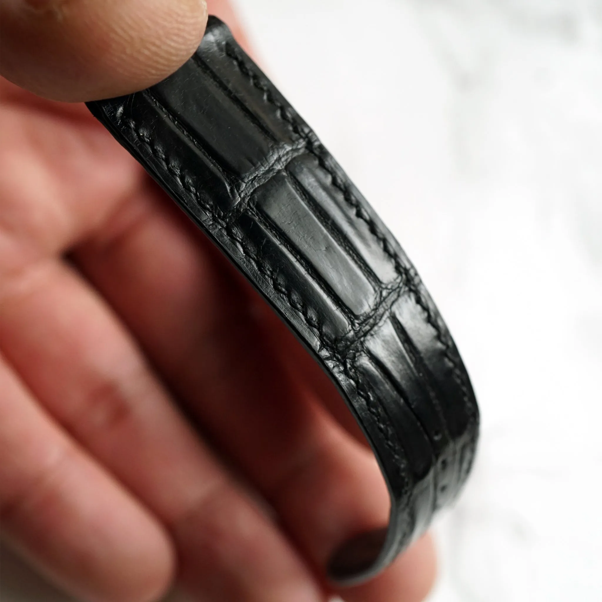 MATT BLACK CUSTOM MADE CROCODILE STRAP