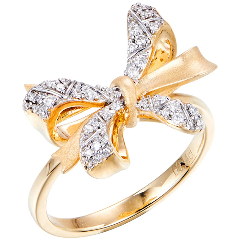 Matte Finish Bowknot Diamond Ring