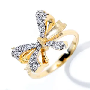 Matte Finish Bowknot Diamond Ring