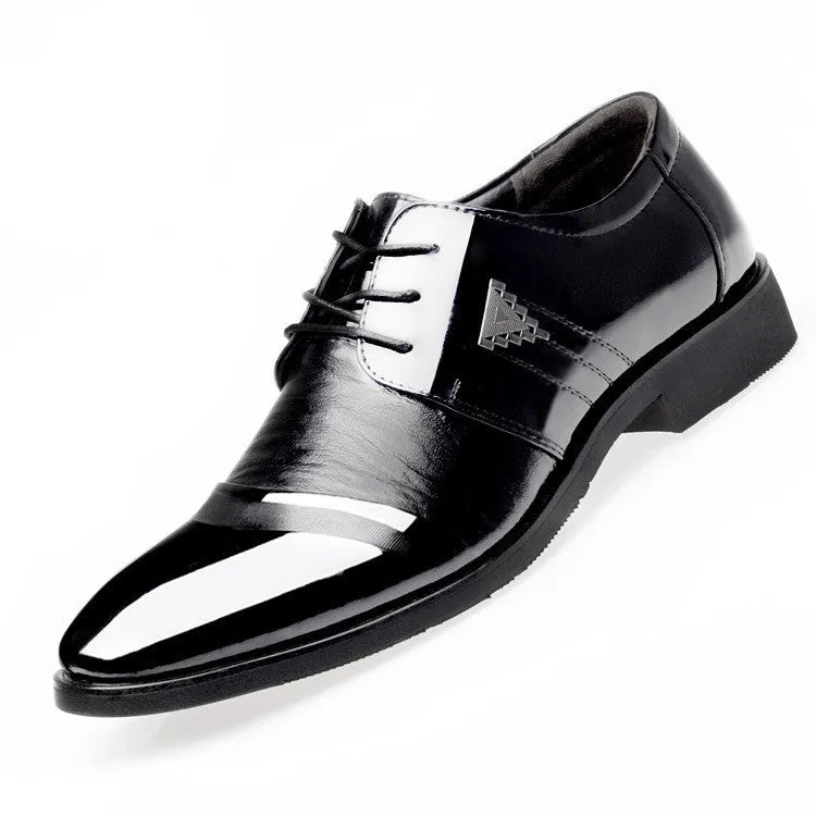 Men Dress Shoes Spring Business Oxfords Lace-up Flats Shoes Fashion Large Size Single Wedding Shoes Leather Shoes