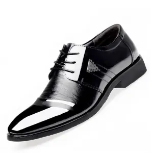 Men Dress Shoes Spring Business Oxfords Lace-up Flats Shoes Fashion Large Size Single Wedding Shoes Leather Shoes