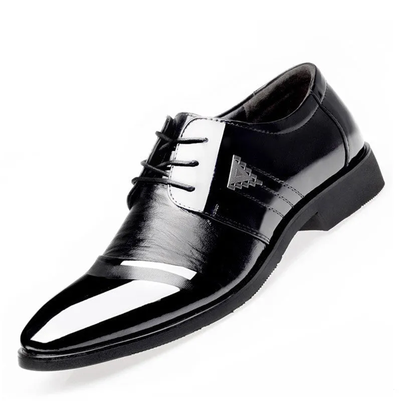 Men Dress Shoes Spring Business Oxfords Lace-up Flats Shoes Fashion Large Size Single Wedding Shoes Leather Shoes