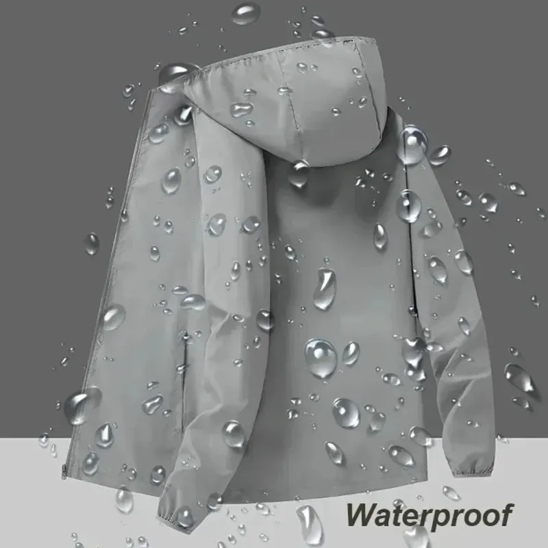 Men Women Hiking Windbreaker Waterproof Camping Jacket Unisex Outdoor Climbing Quick Dry UV Protection Rain Coat Plus Size 7XL