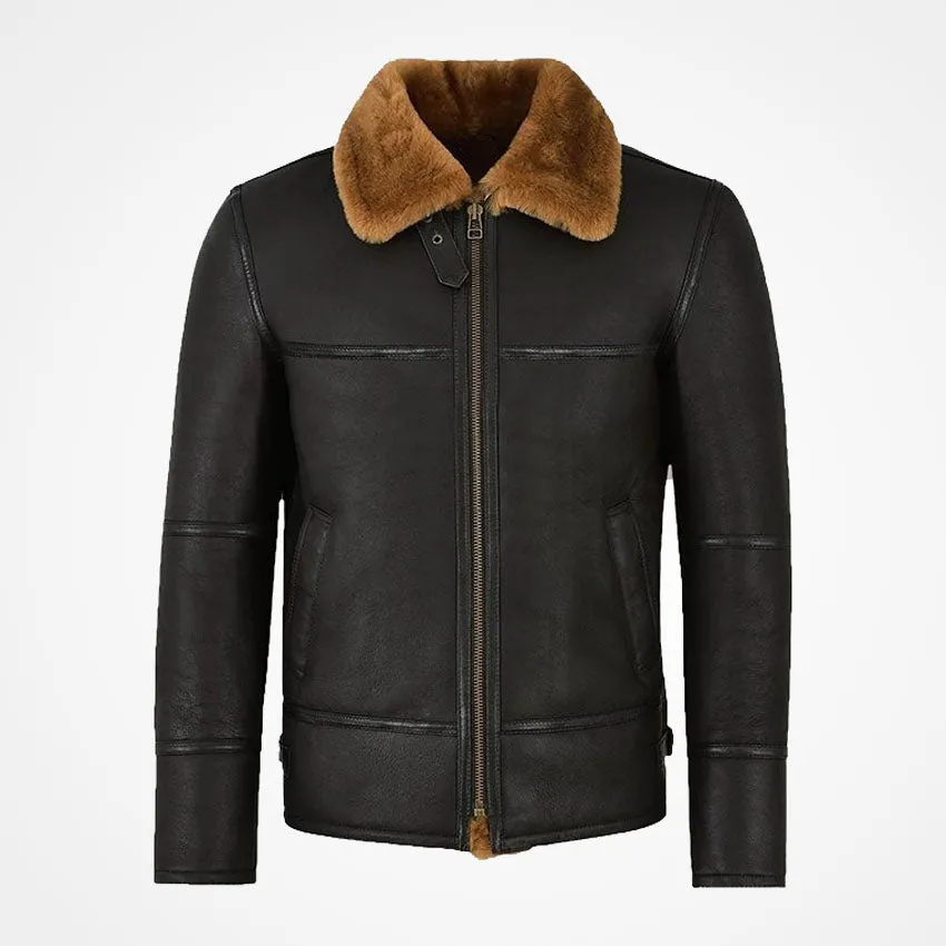 Men's Classic Brown Shearling Leather Jacket