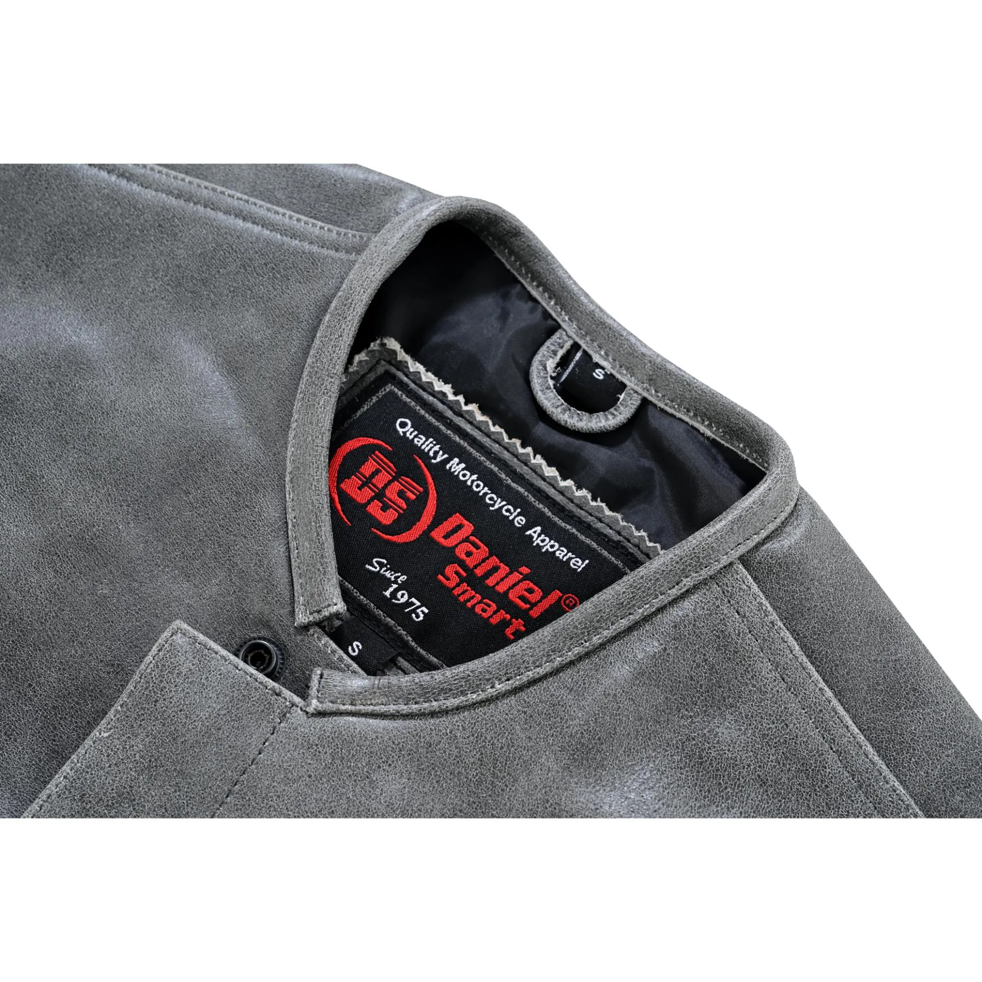 Men’s Gray Premium Leather Concealed Motorcycle Vest