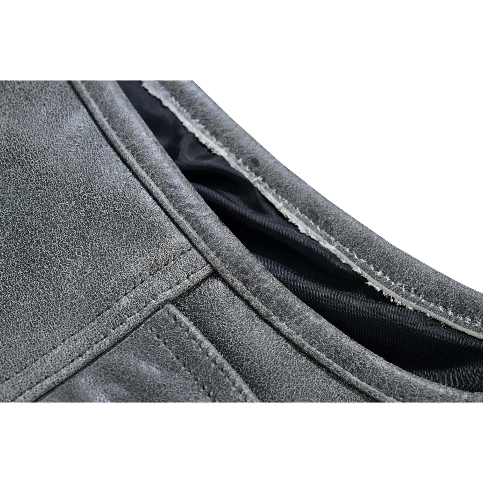 Men’s Gray Premium Leather Concealed Motorcycle Vest