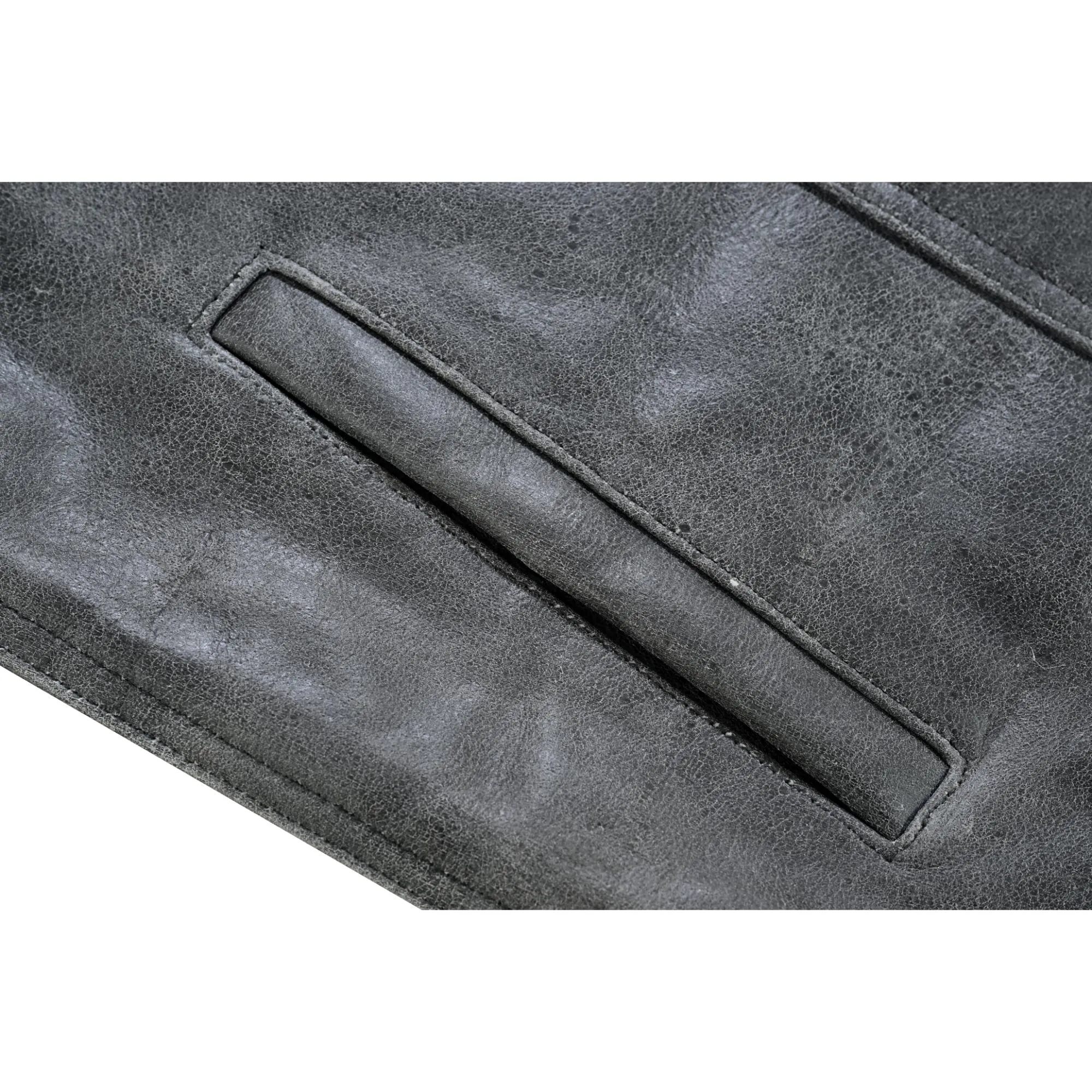 Men’s Gray Premium Leather Concealed Motorcycle Vest