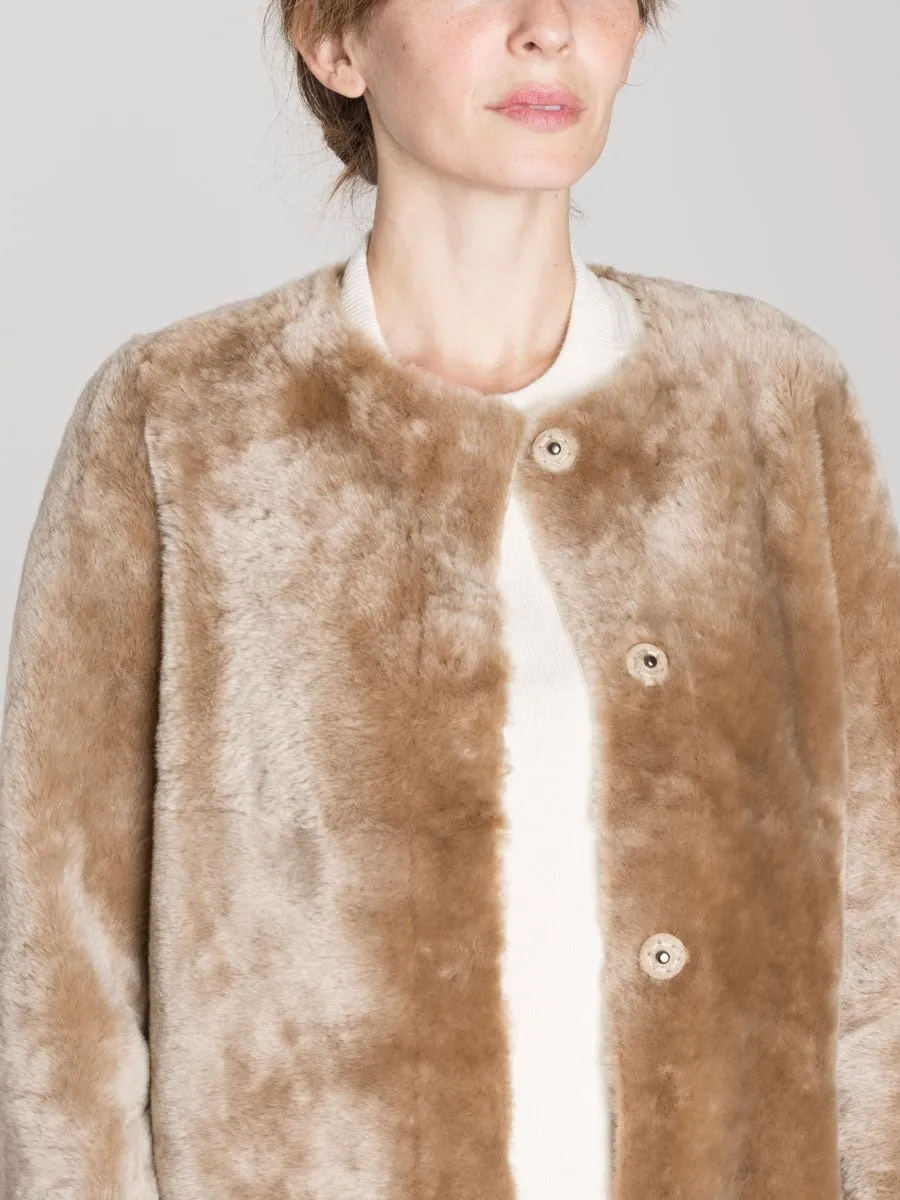 metallic shearling coat