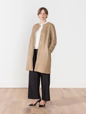 metallic shearling coat