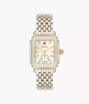 MICHELE Deco Mid 29mm Two-Tone 18K Gold Diamond Women's Watch MWW06V000123
