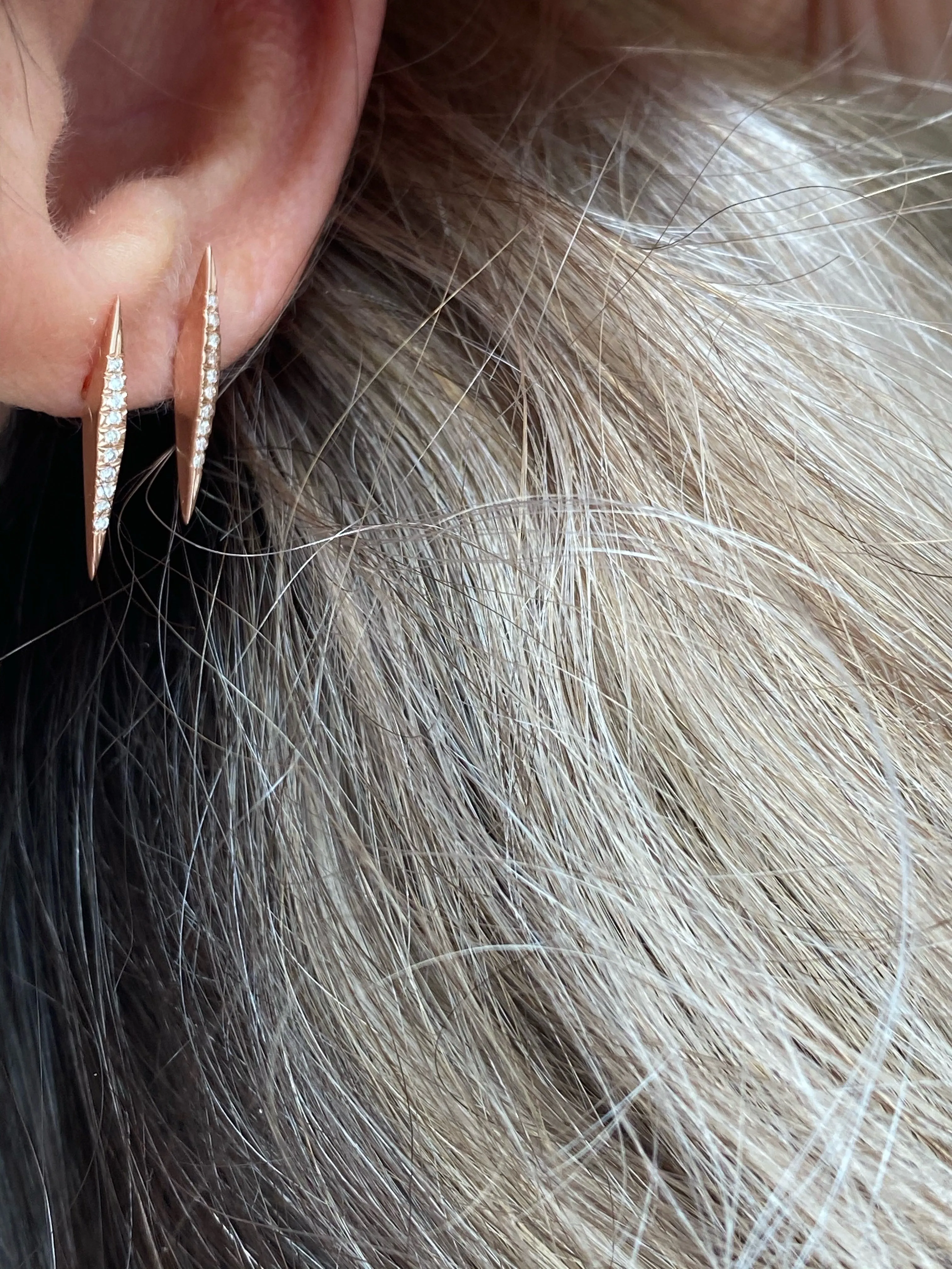 Micro Pave Thin DT Pyramid Spike Stud