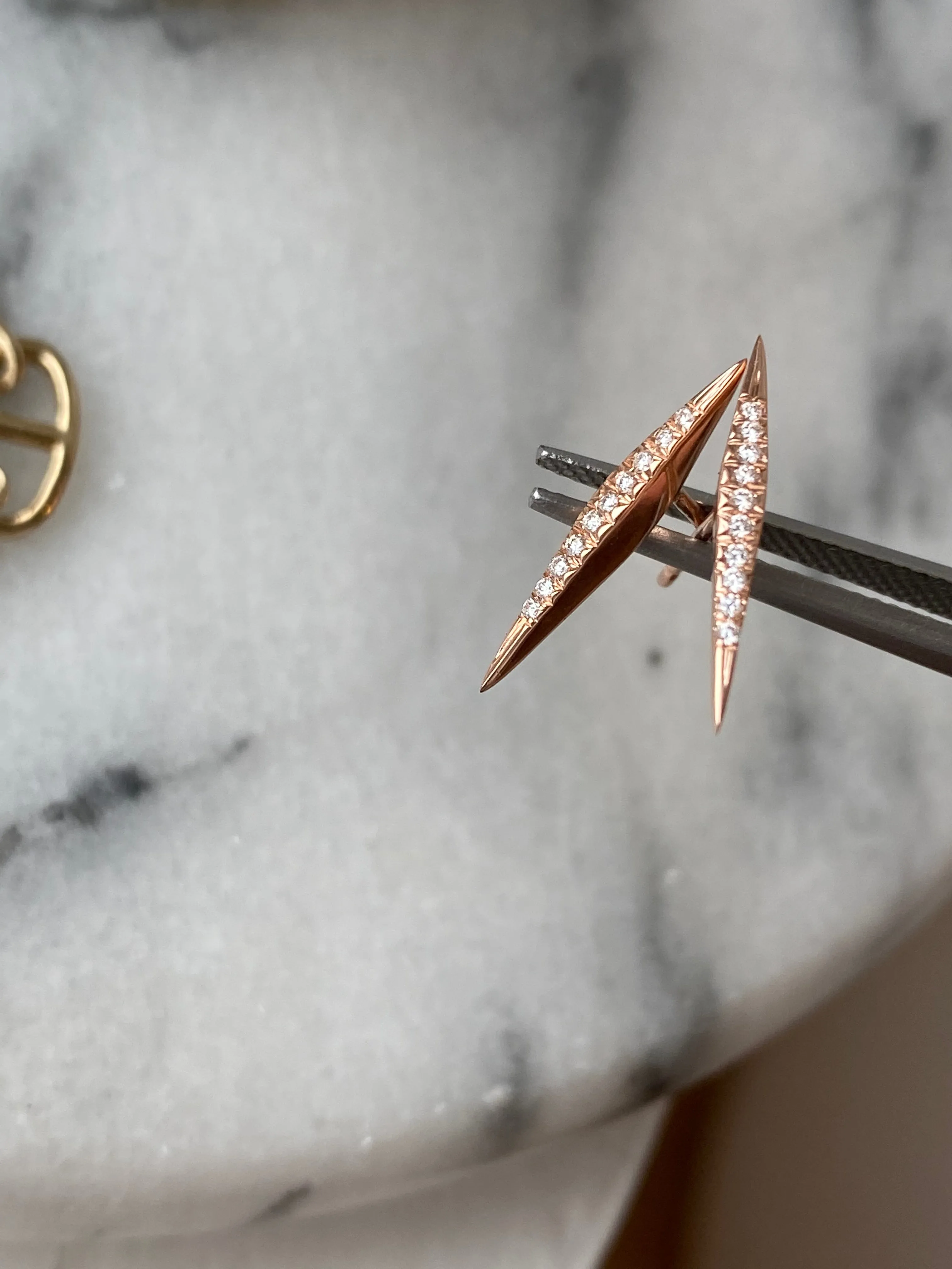Micro Pave Thin DT Pyramid Spike Stud