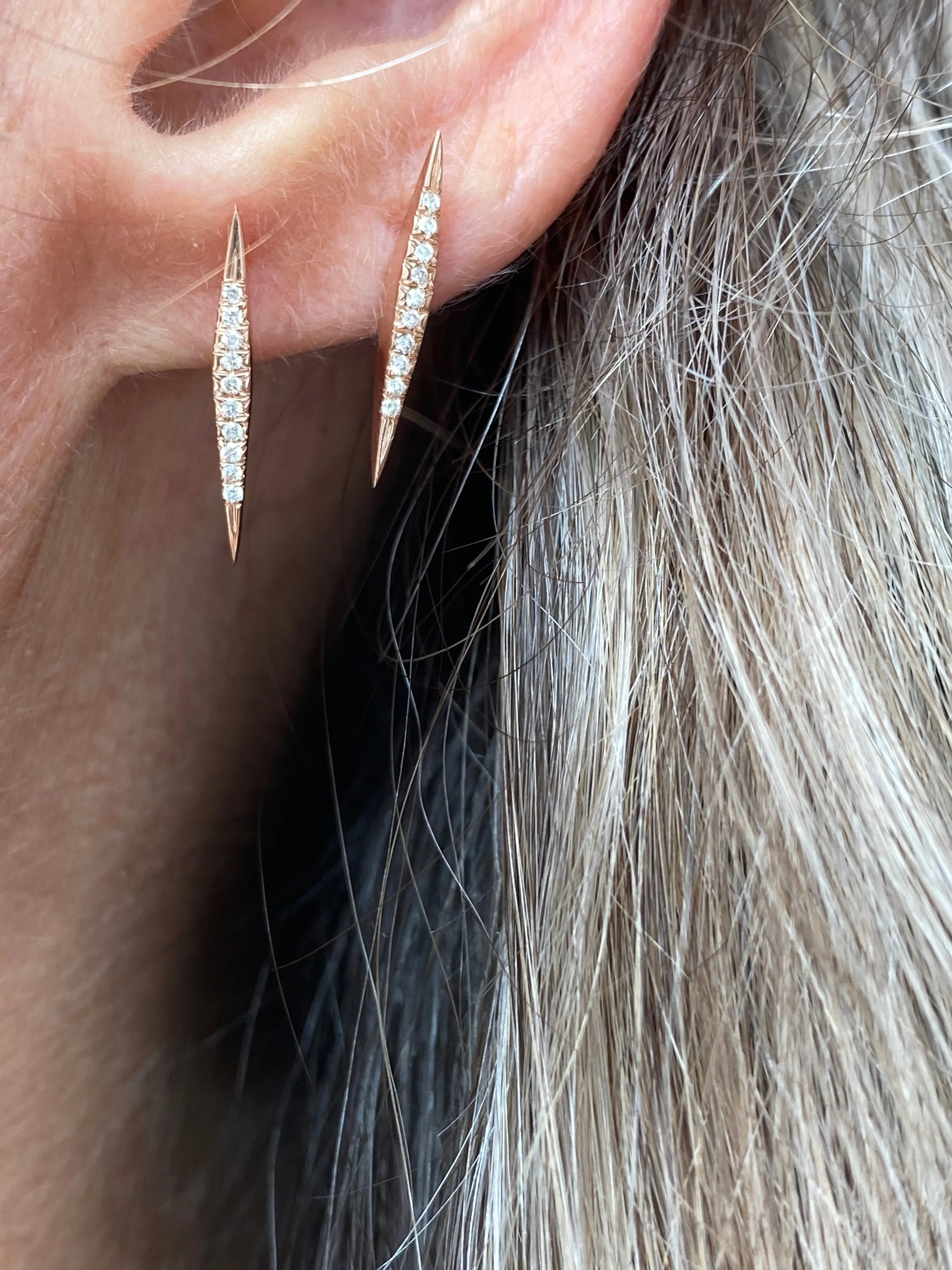 Micro Pave Thin DT Pyramid Spike Stud