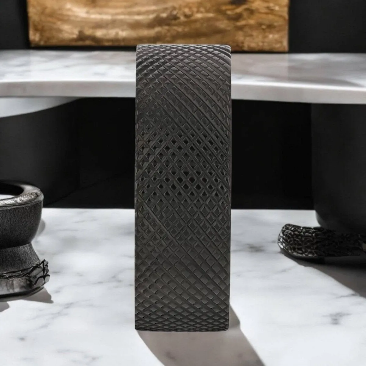 MIDNIGHT | Black Zirconium Ring, Knurled Finish, Flat