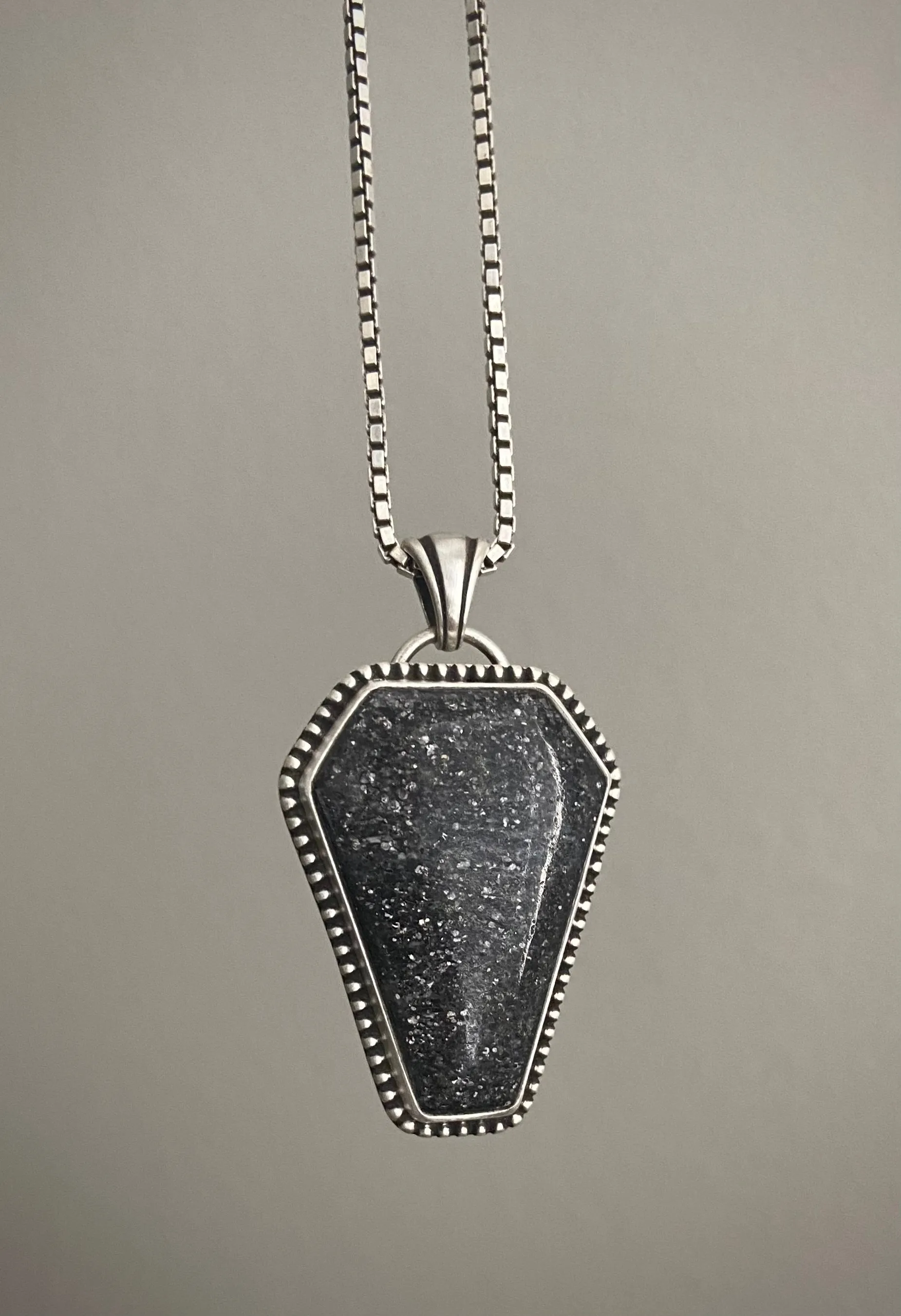 Midnight Quartz Coffin Pendant