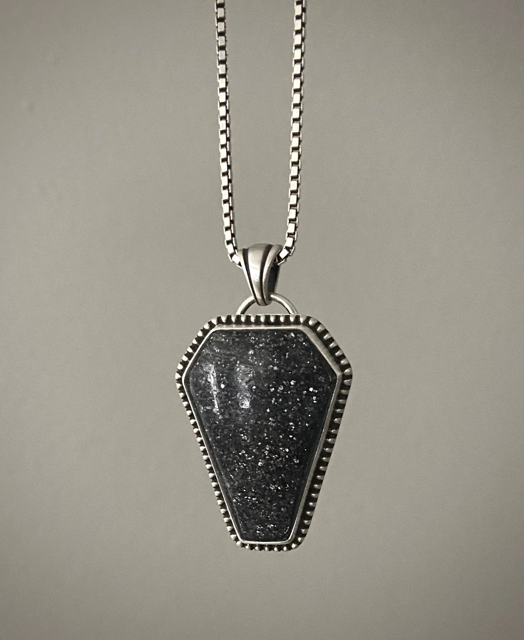 Midnight Quartz Coffin Pendant