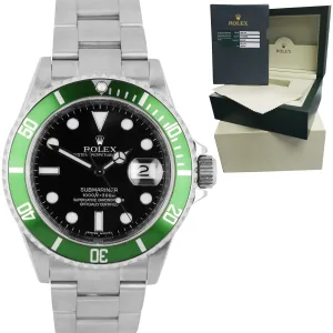 MINT 2010 REHAUT Rolex Submariner Green Kermit 50th Anniversary 16610 LV B P