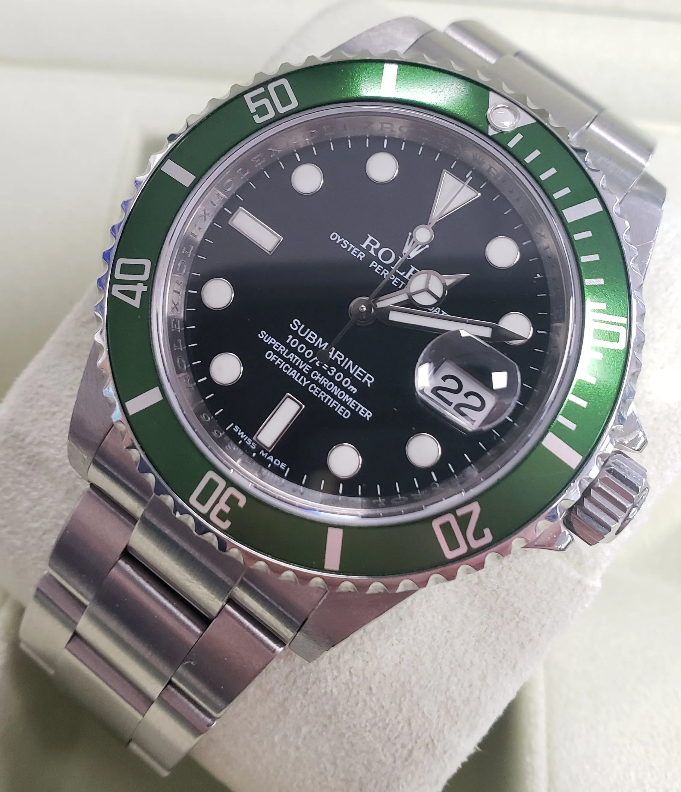 MINT 2010 REHAUT Rolex Submariner Green Kermit 50th Anniversary 16610 LV B P