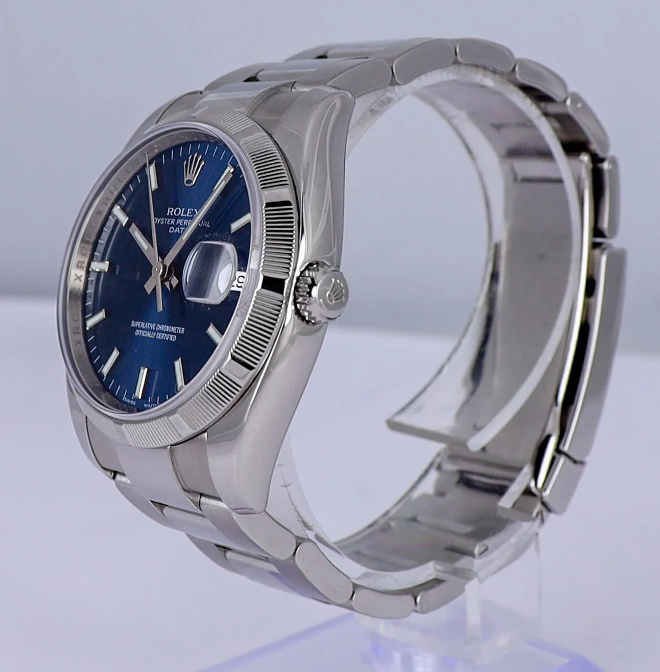 MINT 2012 Rolex Oyster Perpetual Date 36 Blue 115210 Stainless Steel 36MM Watch