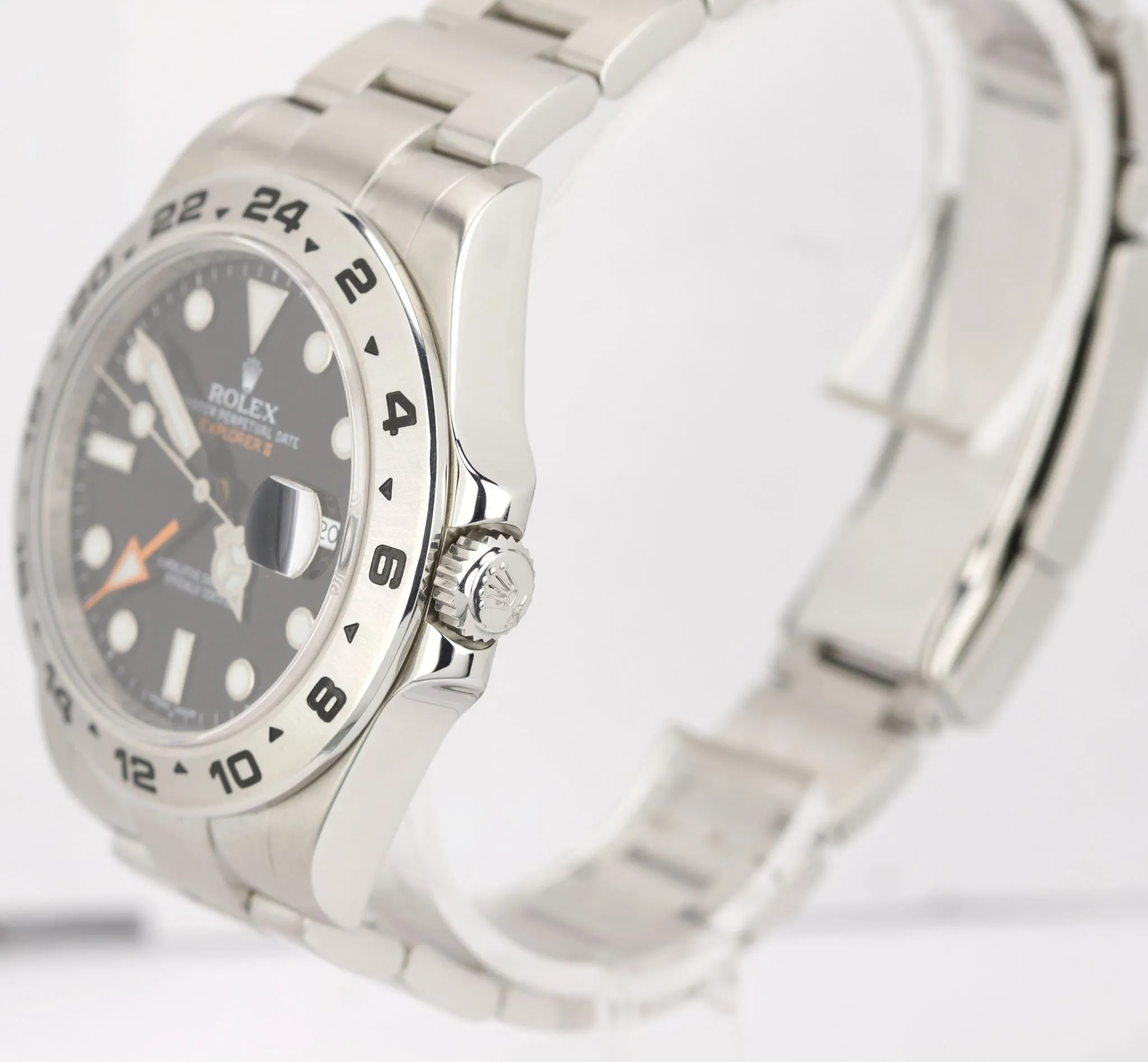 MINT 2018 Rolex Explorer II 42mm 216570 Black Orange Steel GMT Swiss Date Watch