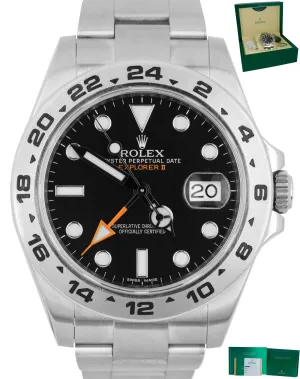 MINT 2018 Rolex Explorer II 42mm 216570 Black Orange Steel GMT Swiss Date Watch