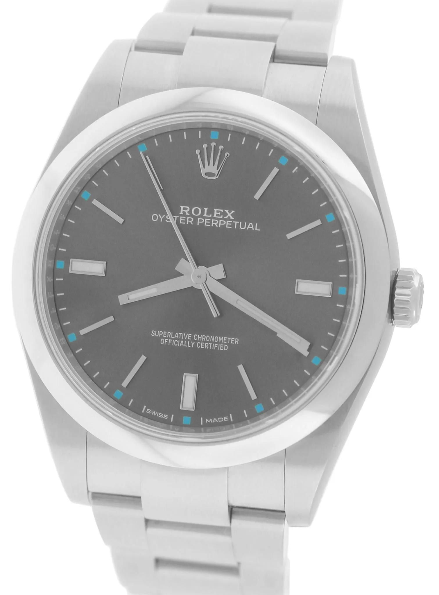 MINT 2018 Rolex Oyster Perpetual 39mm Dark Rhodium Stainless Steel 114300 Watch
