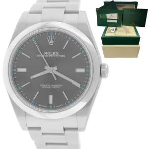 MINT 2018 Rolex Oyster Perpetual 39mm Dark Rhodium Stainless Steel 114300 Watch