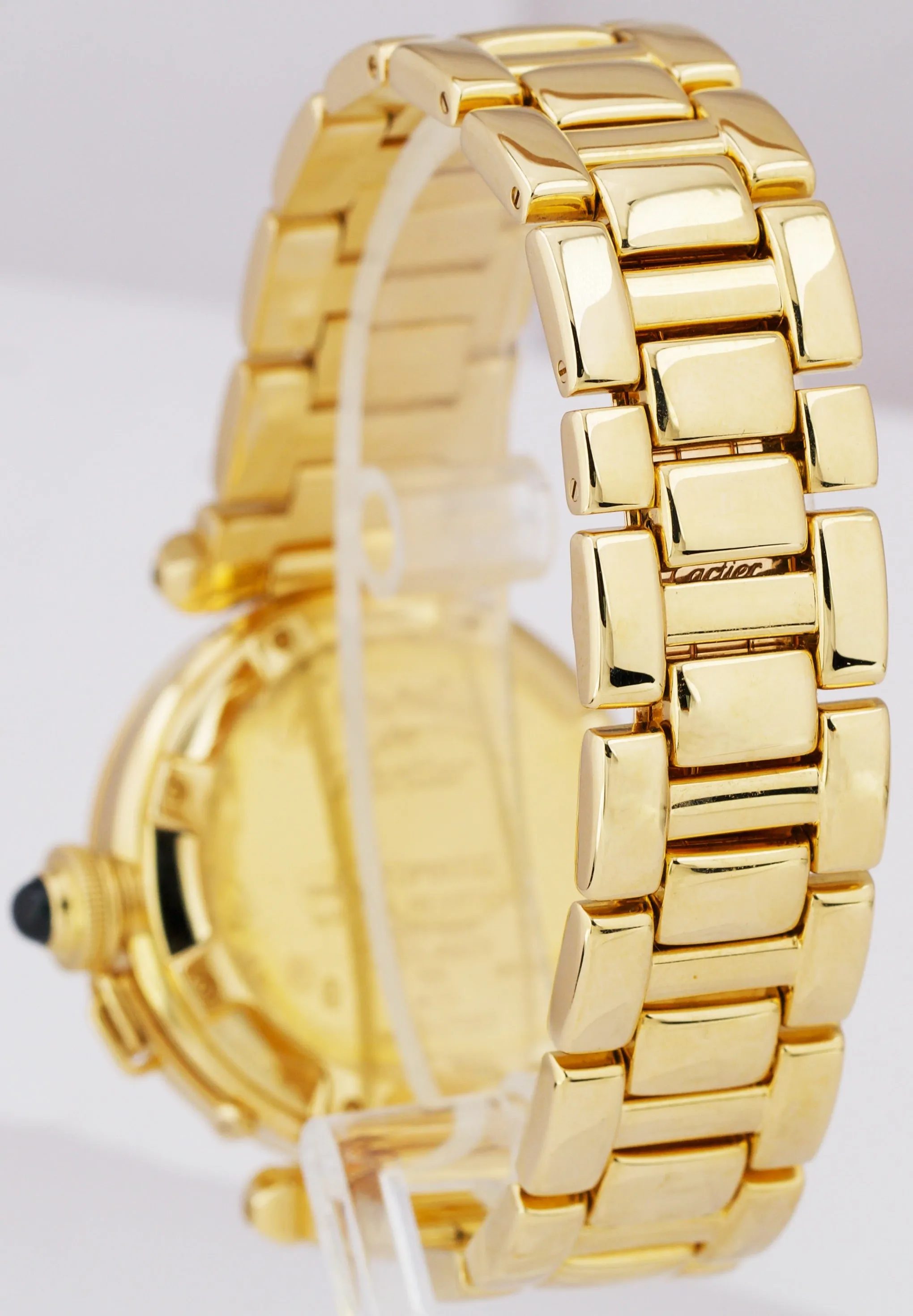 MINT Cartier Pasha 18K Yellow Gold Automatic Swiss 35mm White Dial Watch 1035