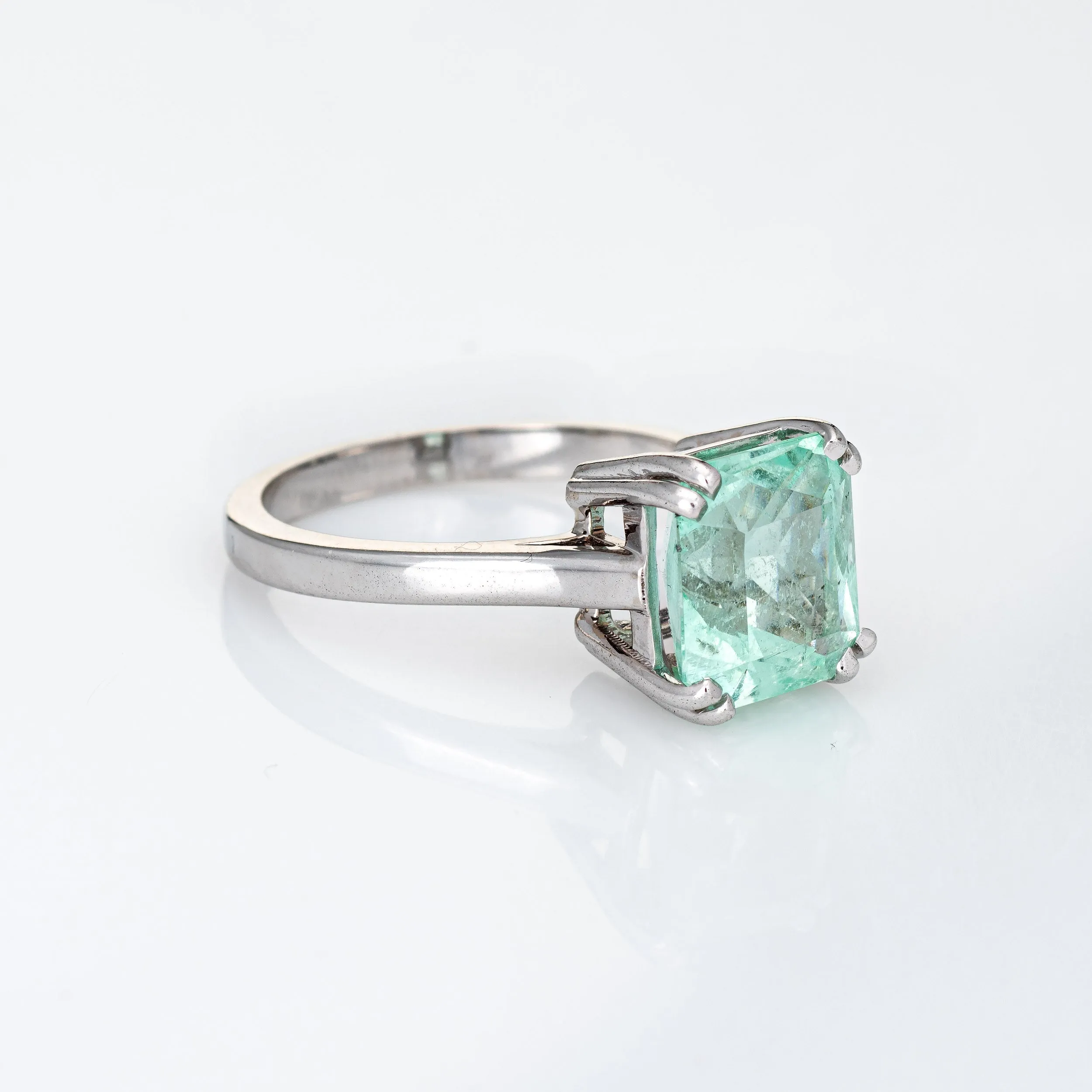 Mint Green 4ct Emerald Ring Gemstone Engagement 14k White Gold Estate Jewelry