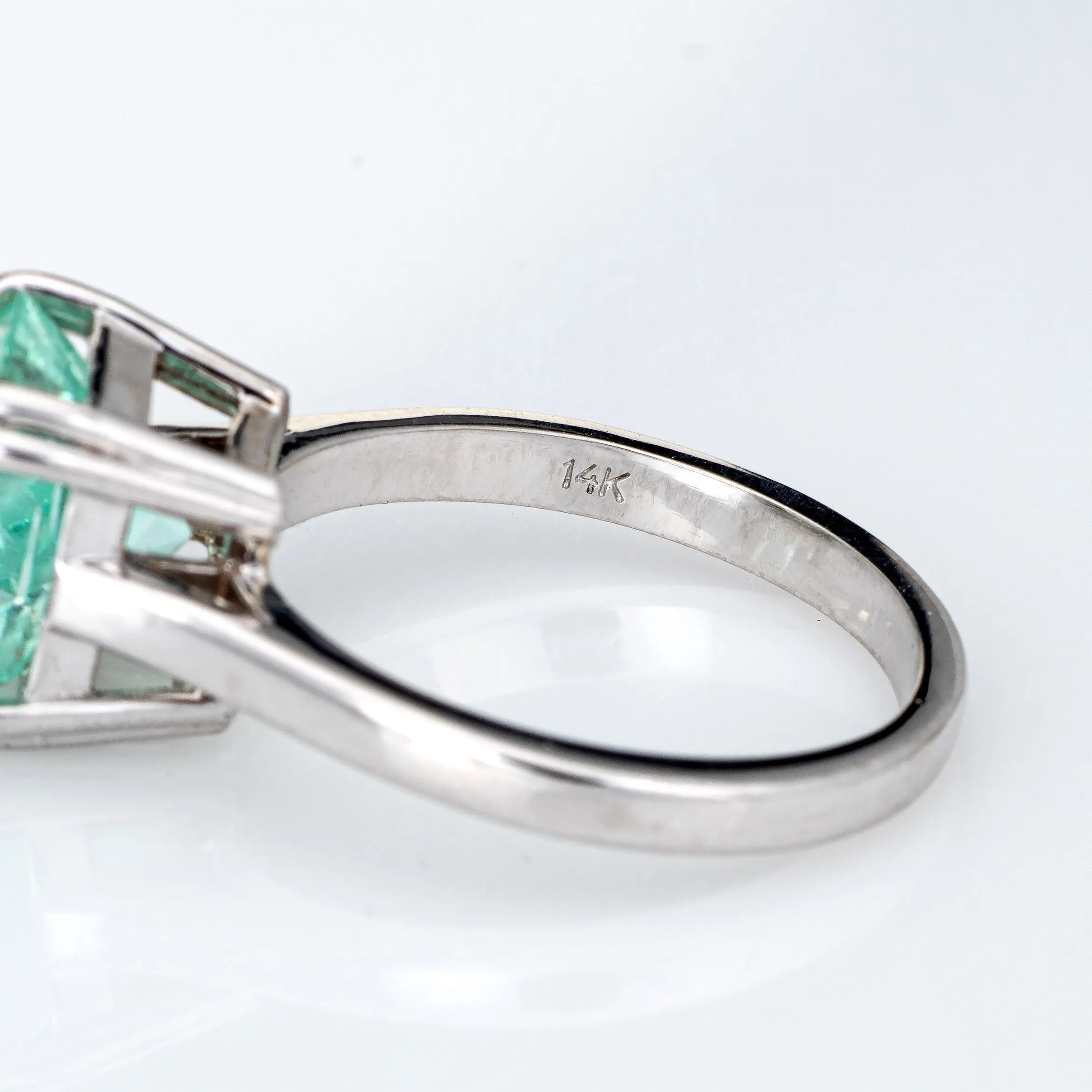 Mint Green 4ct Emerald Ring Gemstone Engagement 14k White Gold Estate Jewelry