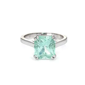 Mint Green 4ct Emerald Ring Gemstone Engagement 14k White Gold Estate Jewelry