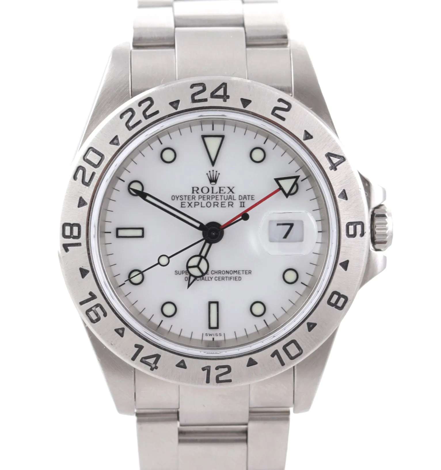 MINT Rolex Explorer 2 16570 Steel White Polar GMT SWISS ONLY  Dial 40mm Watch